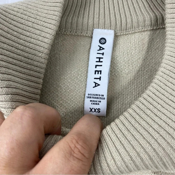 Athleta Womens XXS Jacquard Sweater, Beige and Cream Marino Wool Blend - Picture 5 of 7